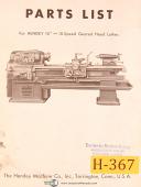 Hendey 16" - 18", Speed Geared Head Lathes, Parts List Manual